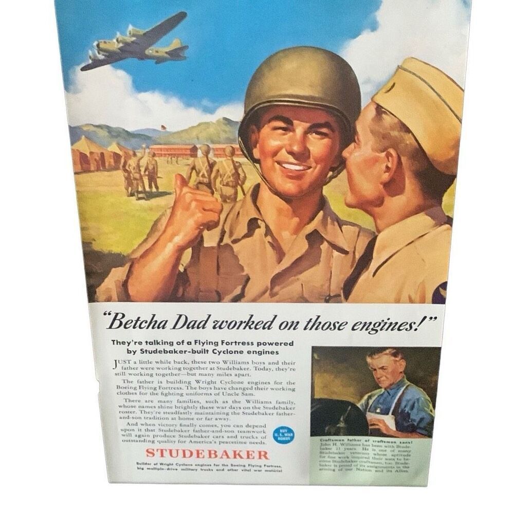 Vintage 1943 Studebaker Dad Worked on Those Engines Ad Advertisment
